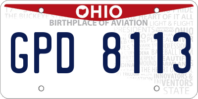 OH license plate GPD8113