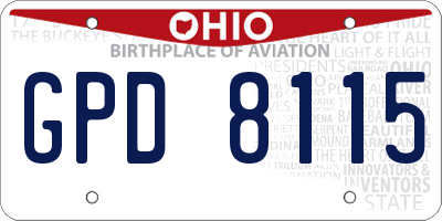 OH license plate GPD8115