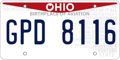 OH license plate GPD8116