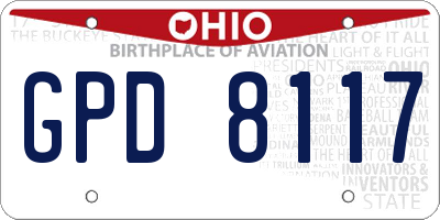 OH license plate GPD8117