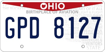 OH license plate GPD8127