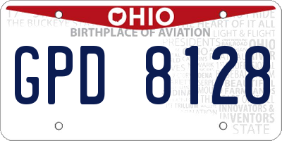 OH license plate GPD8128