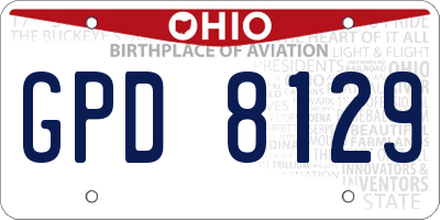 OH license plate GPD8129