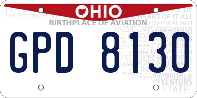 OH license plate GPD8130