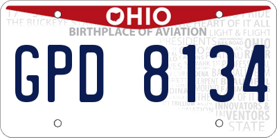 OH license plate GPD8134