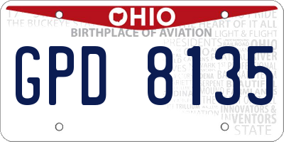 OH license plate GPD8135