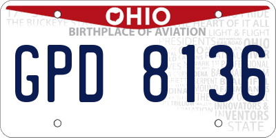 OH license plate GPD8136