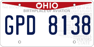 OH license plate GPD8138