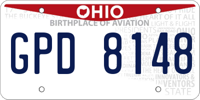 OH license plate GPD8148