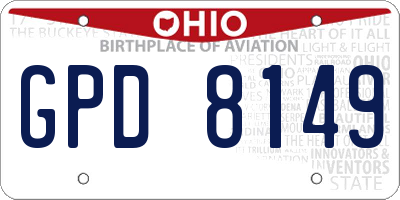 OH license plate GPD8149