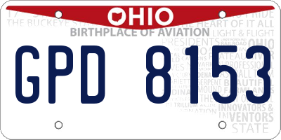 OH license plate GPD8153