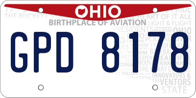 OH license plate GPD8178