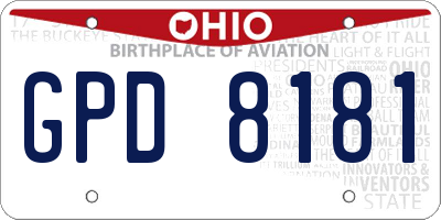 OH license plate GPD8181
