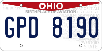 OH license plate GPD8190