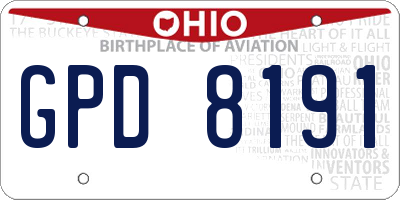 OH license plate GPD8191