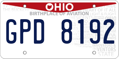 OH license plate GPD8192