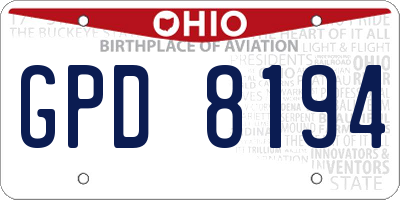 OH license plate GPD8194