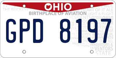 OH license plate GPD8197