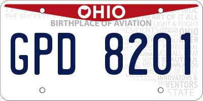 OH license plate GPD8201