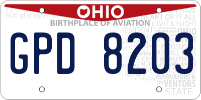 OH license plate GPD8203
