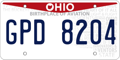 OH license plate GPD8204