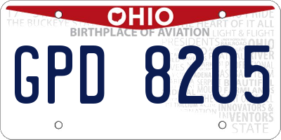 OH license plate GPD8205
