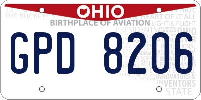 OH license plate GPD8206
