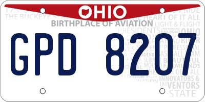 OH license plate GPD8207