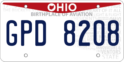 OH license plate GPD8208