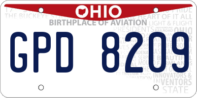 OH license plate GPD8209