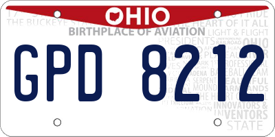 OH license plate GPD8212