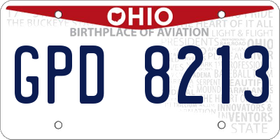 OH license plate GPD8213