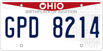 OH license plate GPD8214