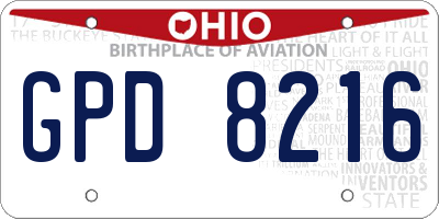 OH license plate GPD8216