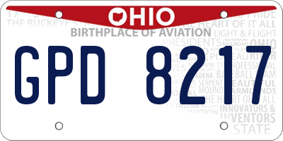 OH license plate GPD8217