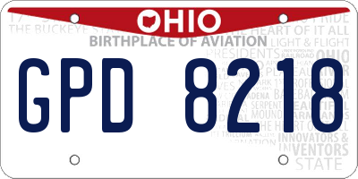 OH license plate GPD8218