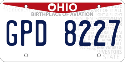 OH license plate GPD8227