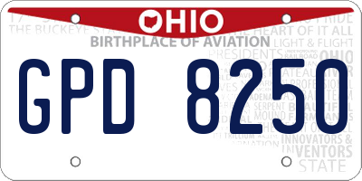 OH license plate GPD8250