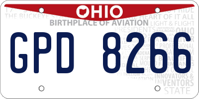 OH license plate GPD8266