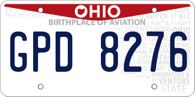 OH license plate GPD8276