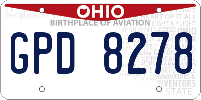 OH license plate GPD8278