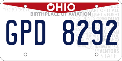 OH license plate GPD8292