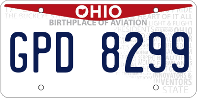 OH license plate GPD8299