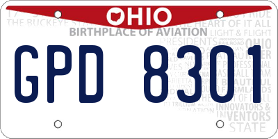 OH license plate GPD8301