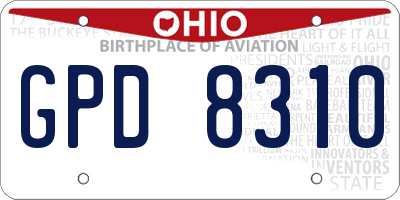 OH license plate GPD8310