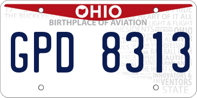 OH license plate GPD8313
