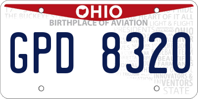 OH license plate GPD8320