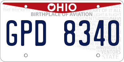 OH license plate GPD8340