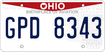 OH license plate GPD8343