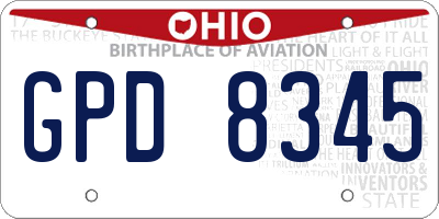 OH license plate GPD8345